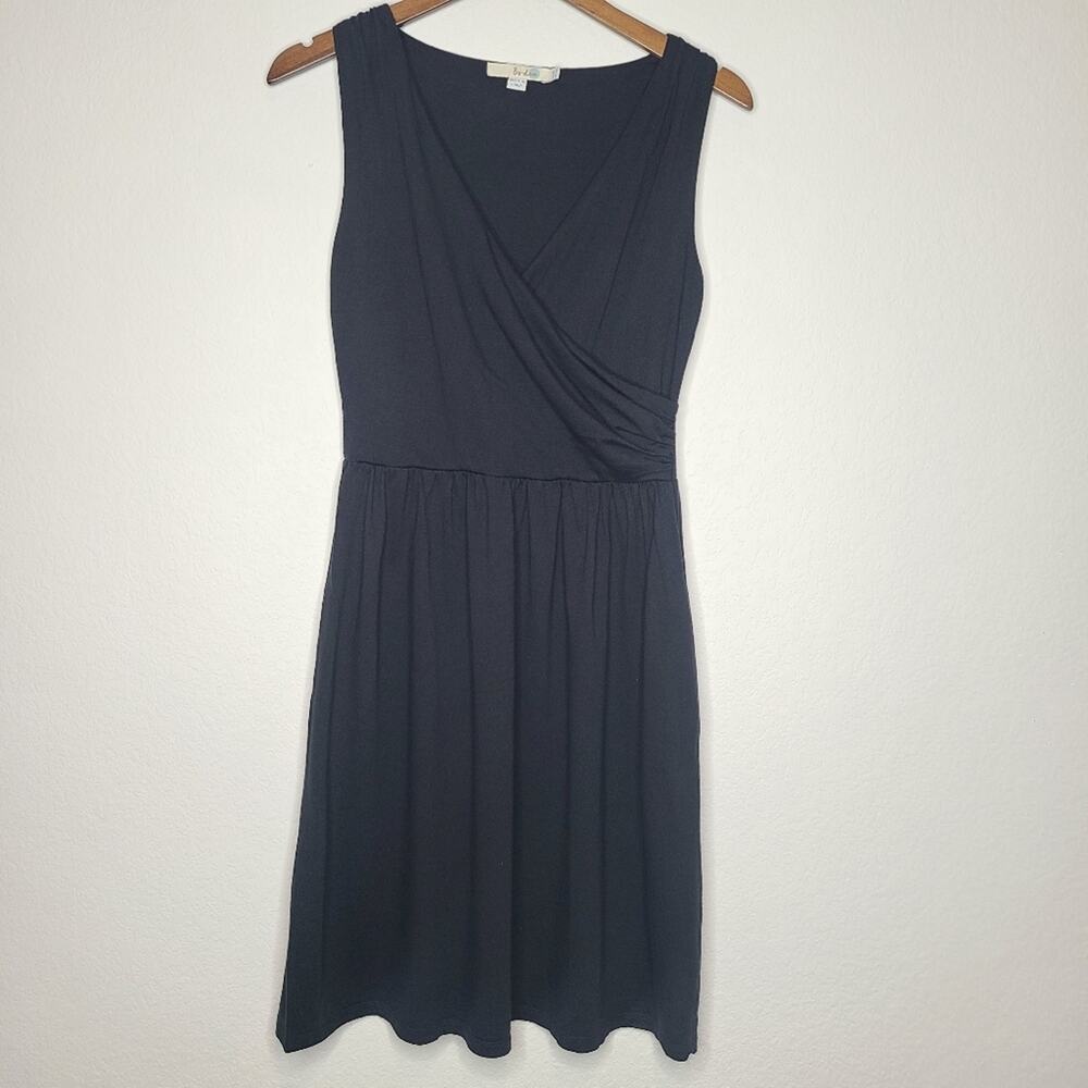 Boden Black Faux Wrap Sleeveless Tank Dress Solid Size 8